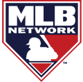 mlb network logo baseball player in white with red and blue background