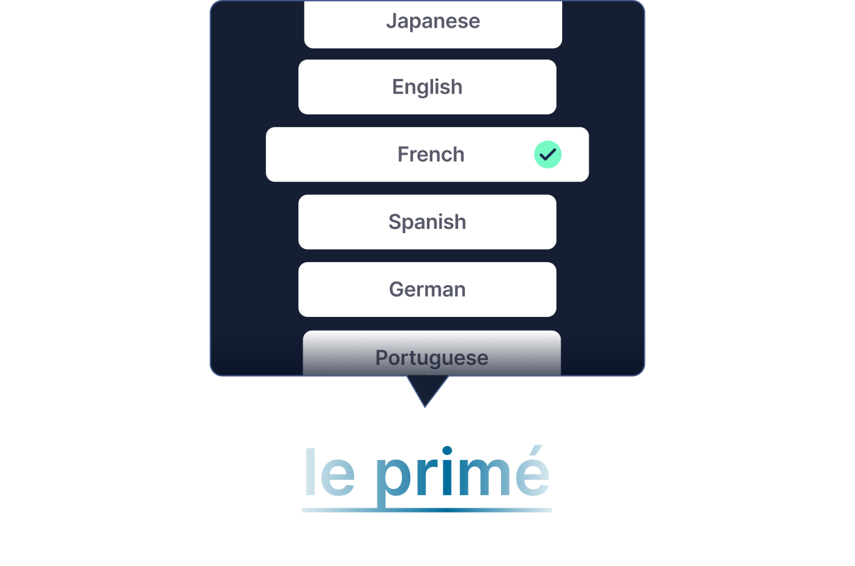 list of multiple languages in dropdown style boxes