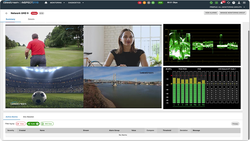 video quality computer monitoring with graphs and charts