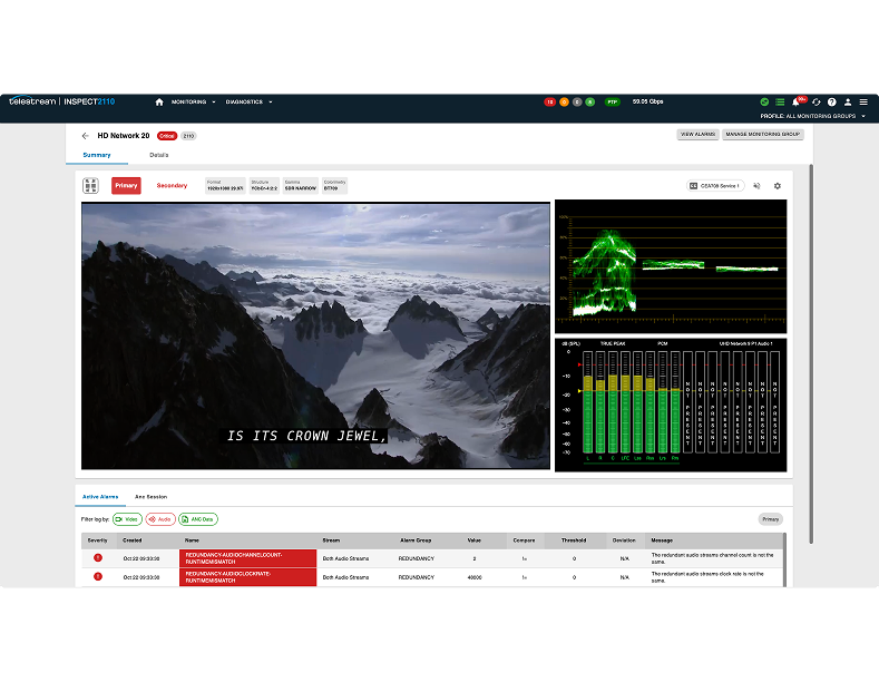 diva software monitoring video with graphs and charts