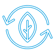 leaf with arrows circling it white line icon