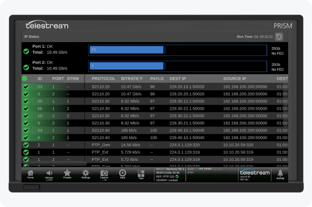 prism software External Reference Display screen shot showing the waveform trace of NTSC, PAL or Tri-Level Sync signal