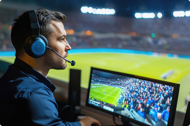 sport broadcaster at live sporting event