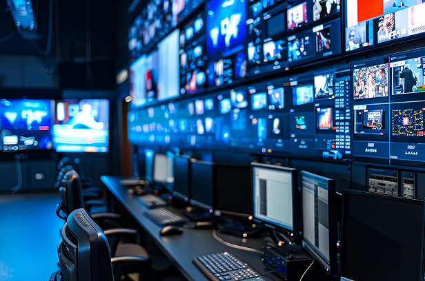 broadcaster work station with multi-monitors