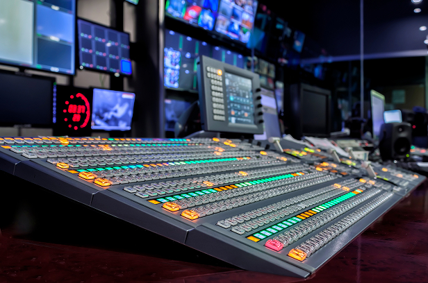 production studio with large control board