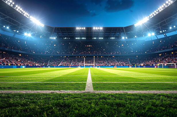 football field green turf and goals