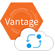 Vantage cloud orange hexagon logo with cloud