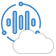 qualify cloud blue lines in circles and white cloud icon logo
