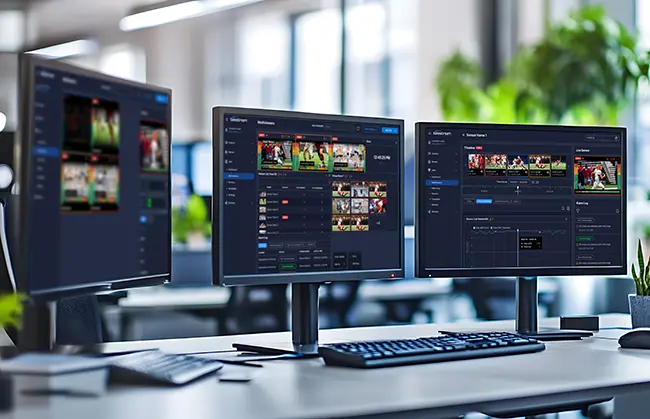 lens software on 3 monitors