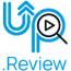 review tool icon logo with computer monitor with video play button and search magnifying glass