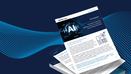 ai caption solution brief cover image with blue digital background and ai in white