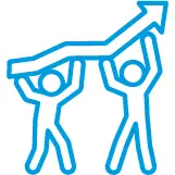 Professional Development icon people holding growth arrow