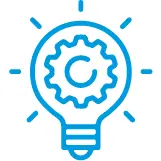 Innovative Technology Leader icon gear in light bulb