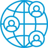 Committed/Collaborative Global Team Environment icon people in circle globe