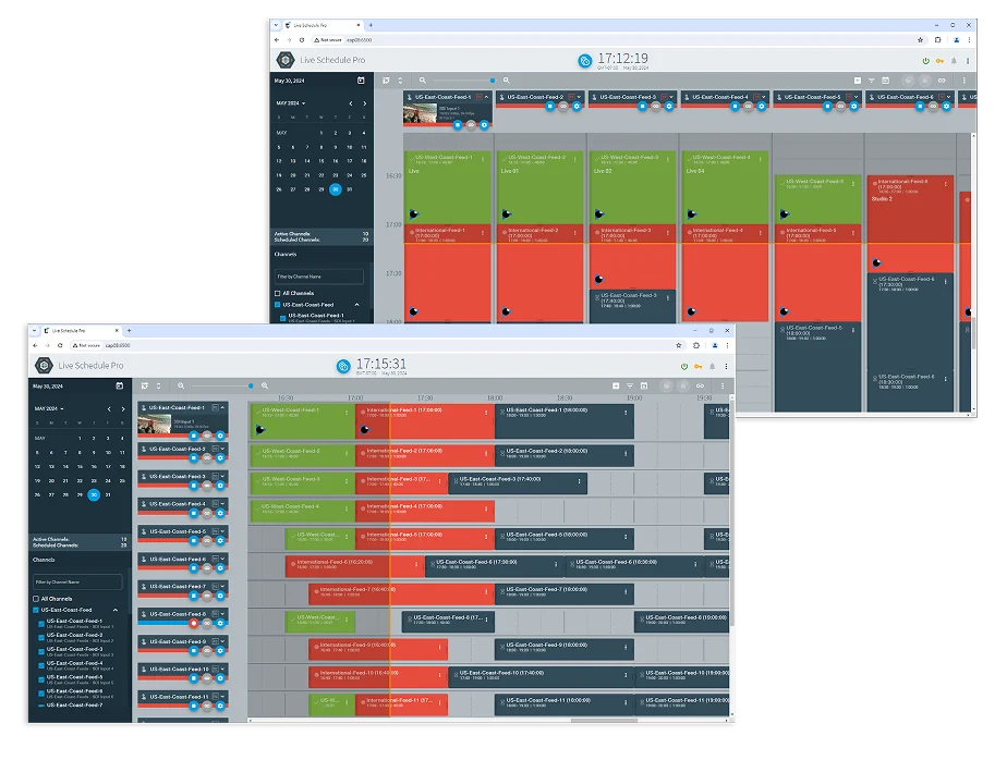 live scheduling interface